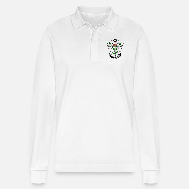 Blumiger Anker - Stanley/Stella Unisex Bio-Langarm-Poloshirt Prepster - Weiß