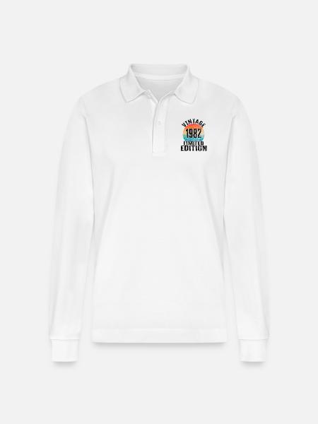 Año de nacimiento 1982 Vintage Edición Limitada Retro - Polo de manga larga orgánico unisex Prepster de Stanley/Stella - blanco