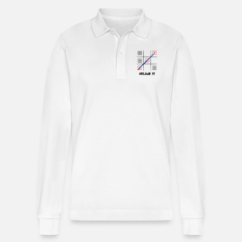 Tik tak to oder Käsekästchen, Urlaub oder Arbeit - Stanley/Stella Unisex Bio-Langarm-Poloshirt Prepster - Weiß