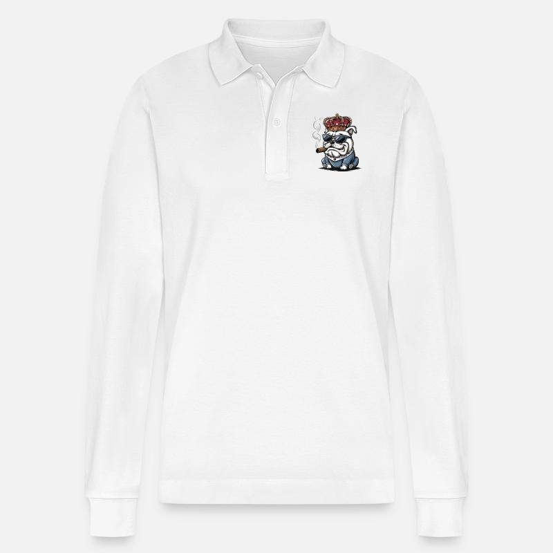 Cooler Hund - Stanley/Stella Unisex Bio-Langarm-Poloshirt Prepster - Weiß