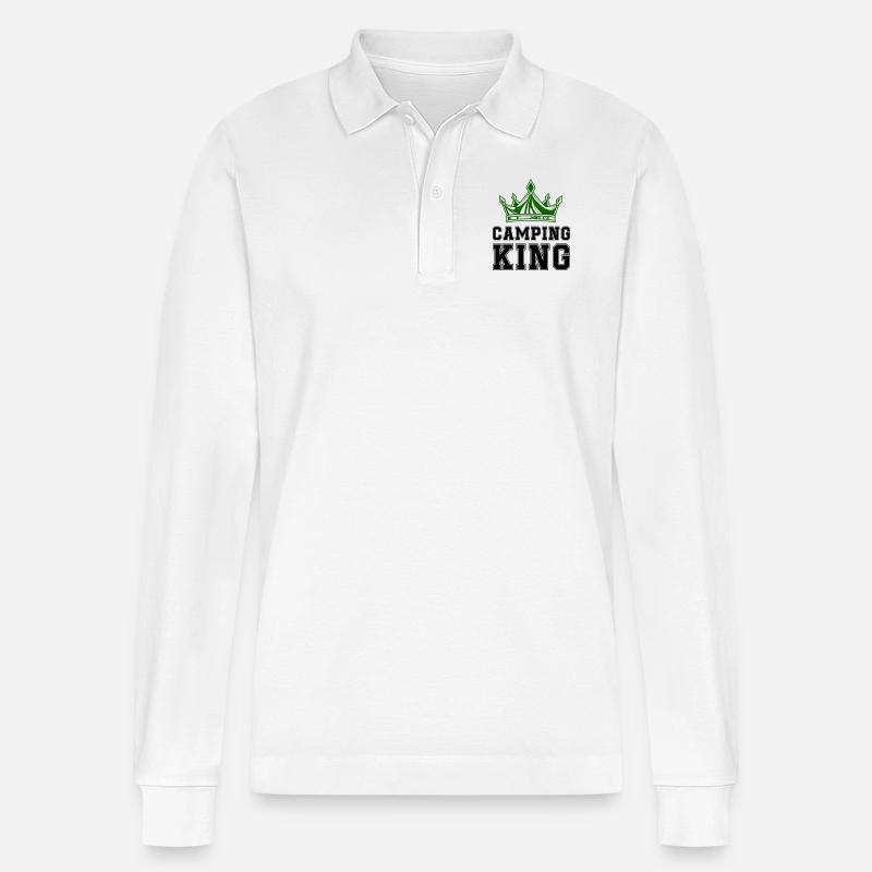 camping king - Stanley/Stella Unisex Bio-Langarm-Poloshirt Prepster - Weiß