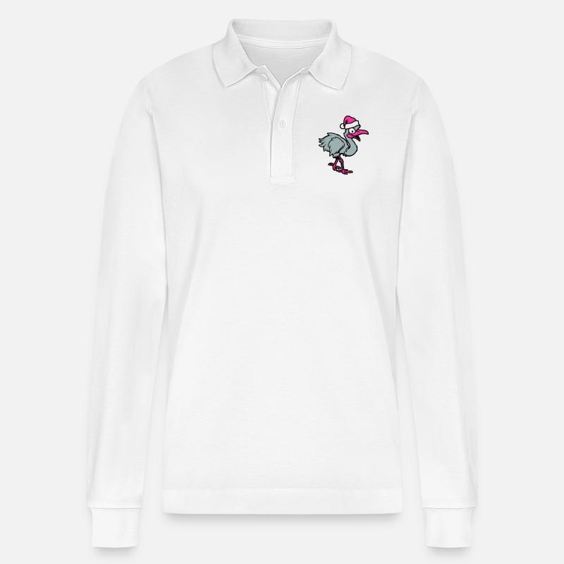 strauß comic weihnachten - Stanley/Stella Unisex Bio-Langarm-Poloshirt Prepster - Weiß