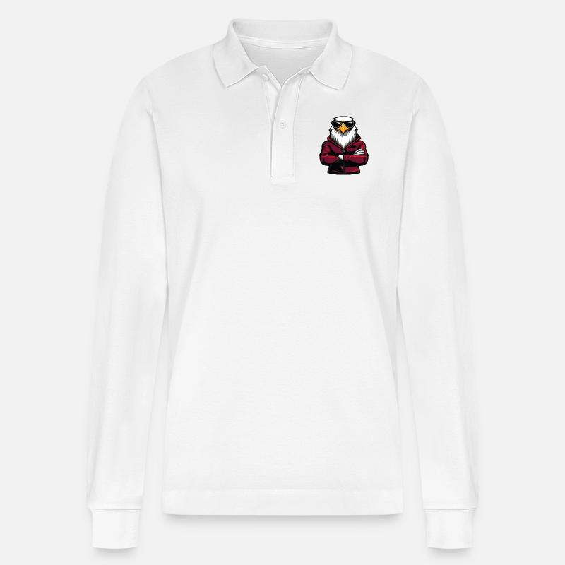 adler comic - Stanley/Stella Unisex Bio-Langarm-Poloshirt Prepster - Weiß