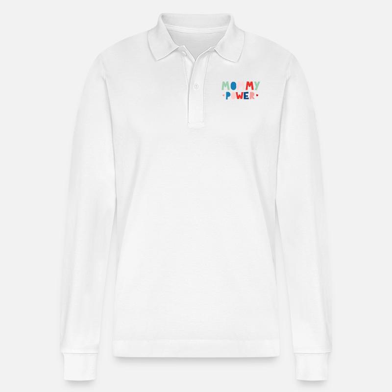 Mommy Power - Stanley/Stella Unisex Bio-Langarm-Poloshirt Prepster - Weiß