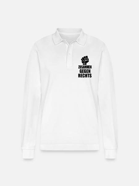 Zusammen gegen rechts - Stanley/Stella Unisex Bio-Langarm-Poloshirt Prepster - Weiß