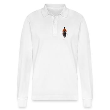 Silhouette de samouraï en robe orange - Polo à manches longues bio PREPSTER Stanley/Stella Unisexe - blanc - Devant - Anna (173cm) & Nico (186cm)