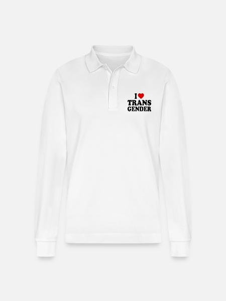 I love transgender trans - Stanley/Stella Organic Unisex Long-Sleeved Polo Shirt Prepster - white