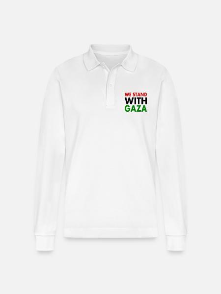 We stand with palestine - Stanley/Stella Organic Unisex Long-Sleeved Polo Shirt Prepster - white
