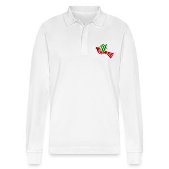 Friedenstaube taube - Stanley/Stella Unisex Bio-Langarm-Poloshirt Prepster - Weiß - Vorne - Anna (173cm) & Nico (186cm)