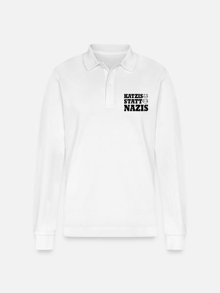 katzis statt nazis - Stanley/Stella Unisex Bio-Langarm-Poloshirt Prepster - Weiß