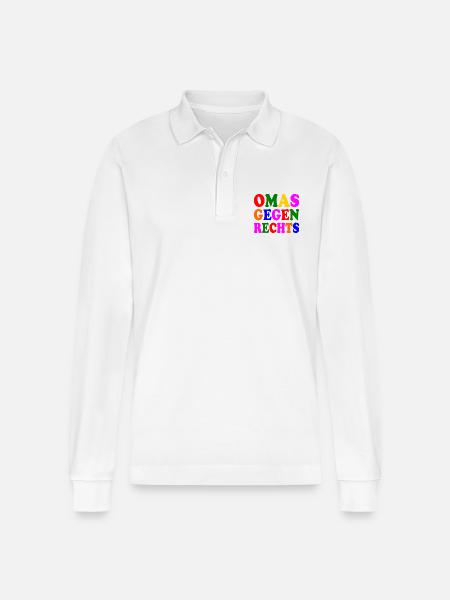 Omas gegen rechts - Stanley/Stella Unisex Bio-Langarm-Poloshirt Prepster - Weiß