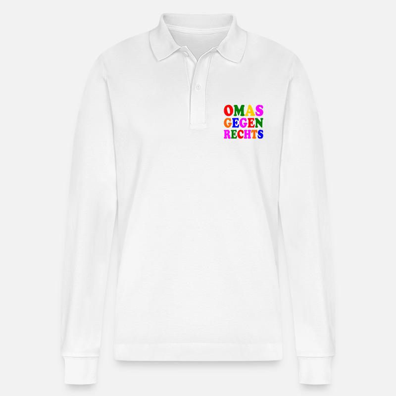 Omas gegen rechts - Stanley/Stella Unisex Bio-Langarm-Poloshirt Prepster - Weiß