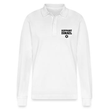 Support israel - Stanley/Stella Unisex Bio-Langarm-Poloshirt Prepster - Weiß - Vorne - Anna (173cm) & Nico (186cm)