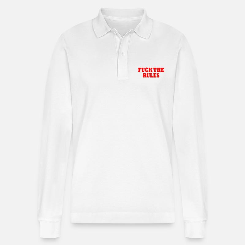 Fuck the rules - Stanley/Stella Unisex Bio-Langarm-Poloshirt Prepster - Weiß