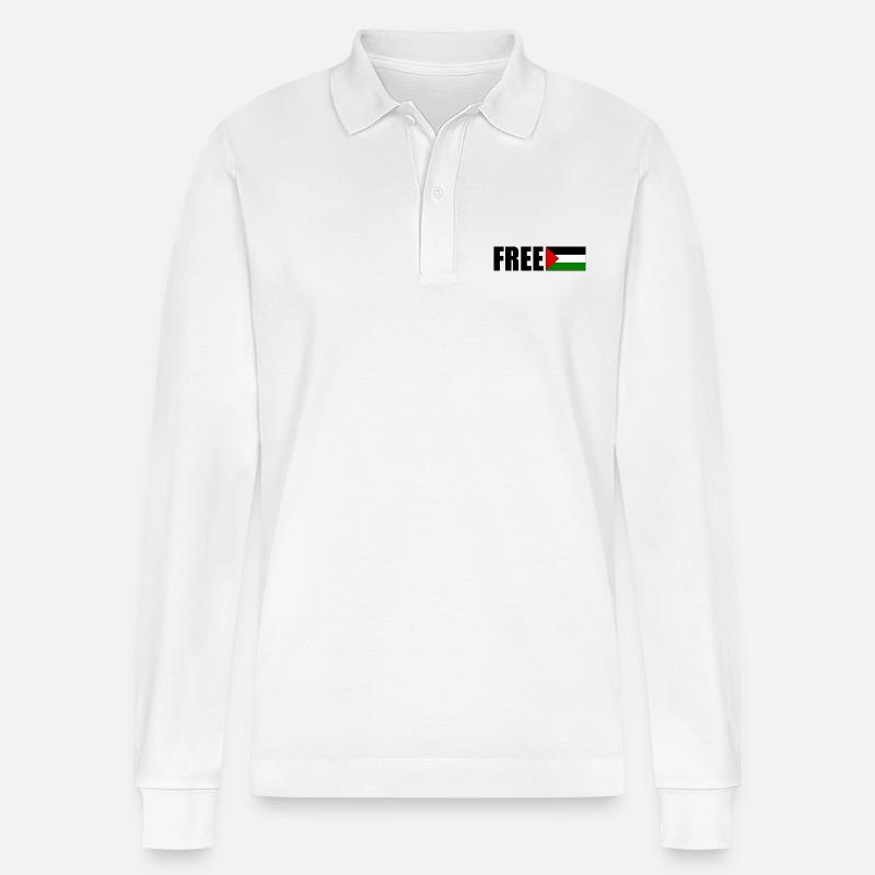 Free palestine - Stanley/Stella Unisex Bio-Langarm-Poloshirt Prepster - Weiß