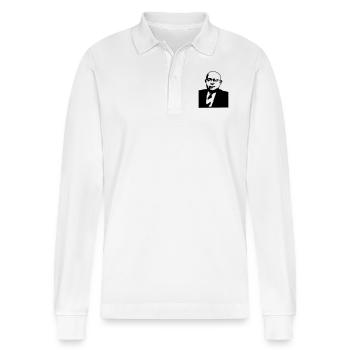 Theodor W. Adorno - Stanley/Stella Organic Unisex Long-Sleeved Polo Shirt Prepster - white - Front - Anna (173cm) & Nico (186cm)