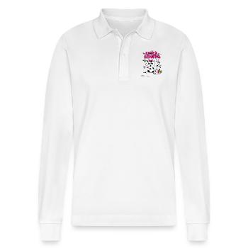 cat "chica bonita" - Stanley/Stella Organic Unisex Long-Sleeved Polo Shirt Prepster - white - Front - Anna (173cm) & Nico (186cm)