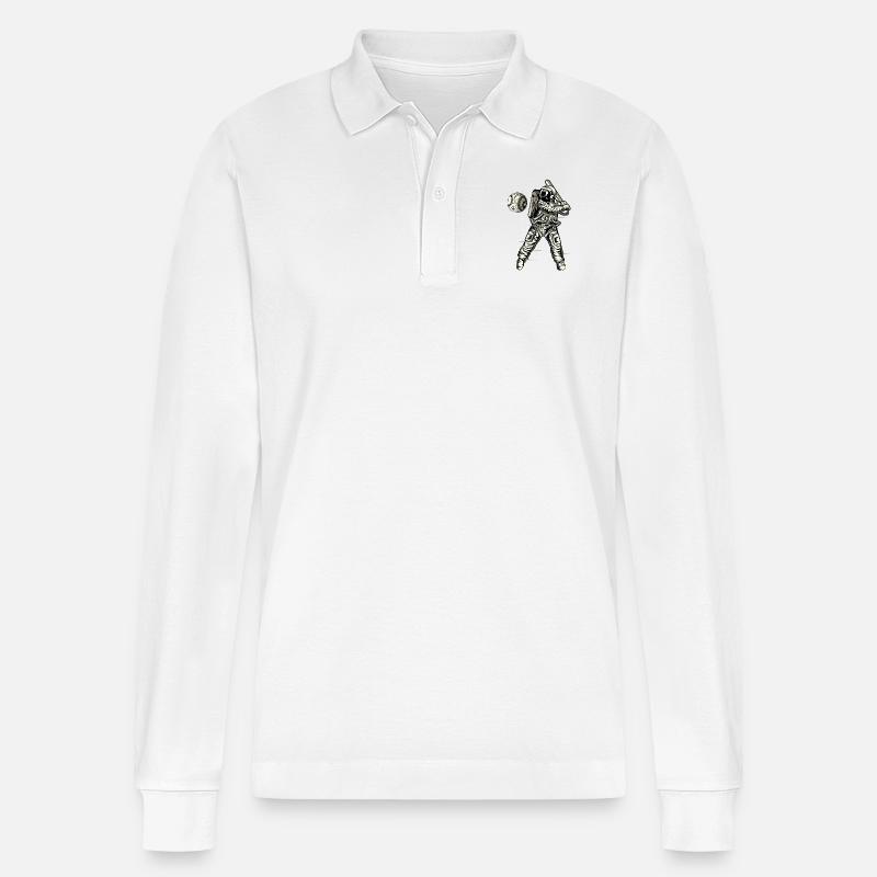 Space Baseball - Stanley/Stella Unisex Bio-Langarm-Poloshirt Prepster - Weiß
