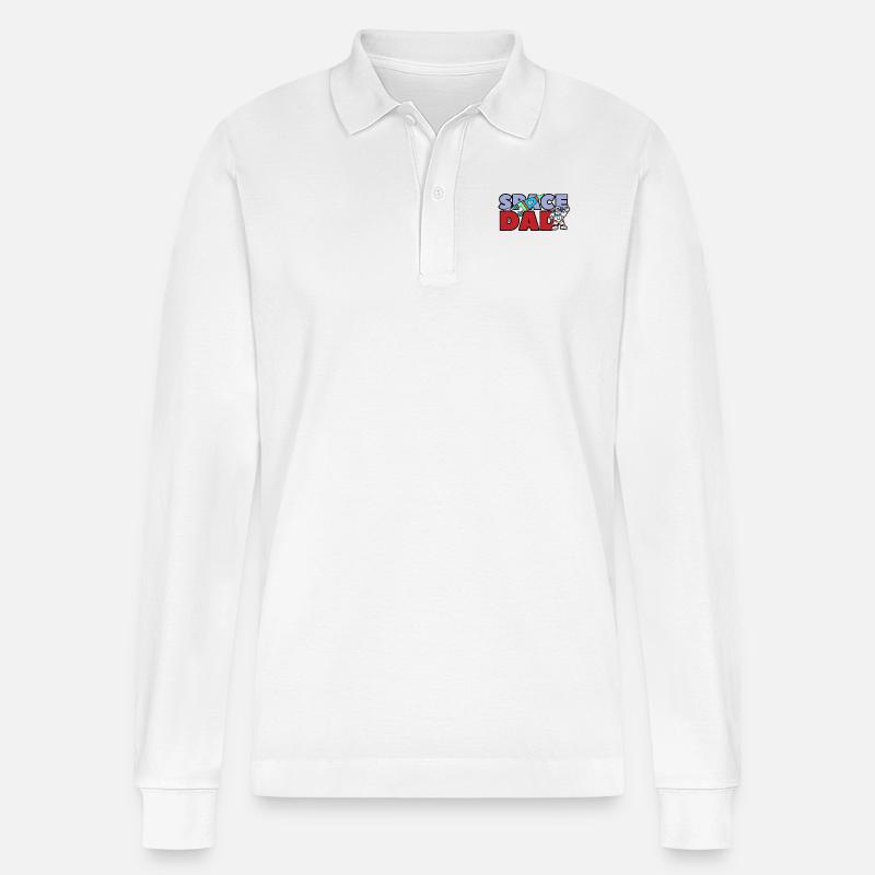 SPACE DAD - Stanley/Stella Unisex Bio-Langarm-Poloshirt Prepster - Weiß
