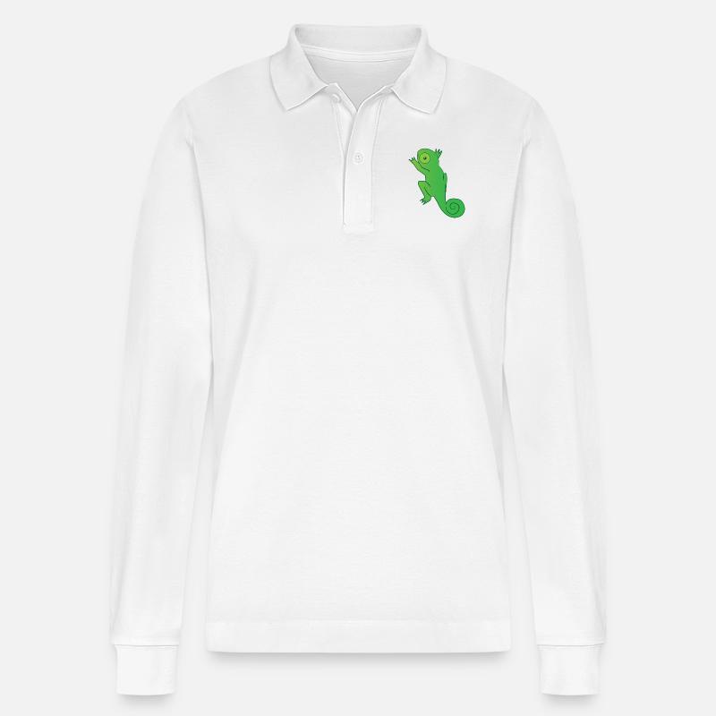 Reptil - Chamäleon - Chamäleons - Geschenk - Stanley/Stella Unisex Bio-Langarm-Poloshirt Prepster - Weiß