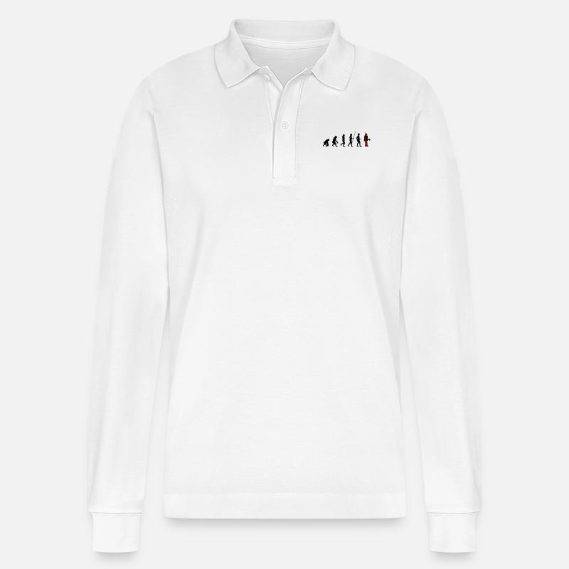Evolution - Roboter - Stanley/Stella Unisex Bio-Langarm-Poloshirt Prepster - Weiß
