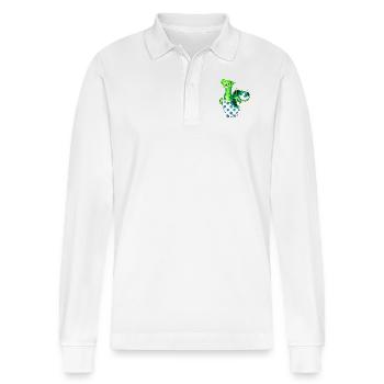 Dragon in the cup Mythical creature - Stanley/Stella Organic Unisex Long-Sleeved Polo Shirt Prepster - white - Front - Anna (173cm) & Nico (186cm)