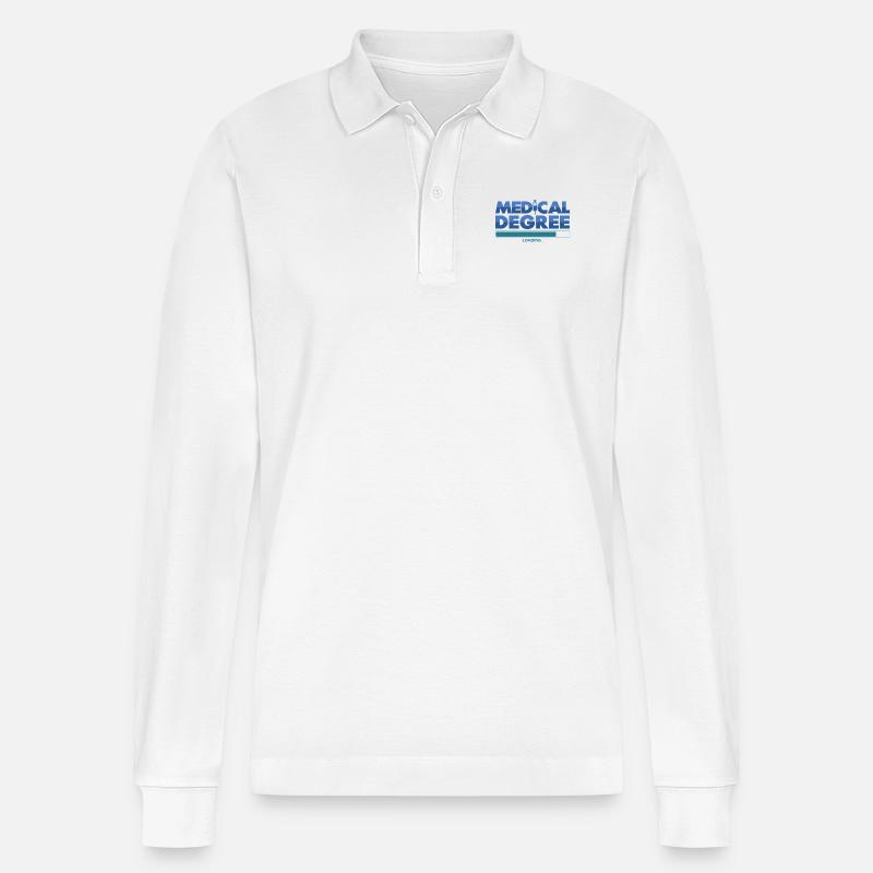 Medizin Studium - Stanley/Stella Unisex Bio-Langarm-Poloshirt Prepster - Weiß
