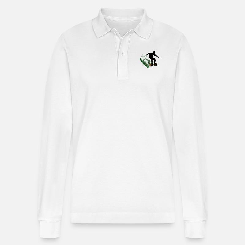 Jahr des Hoverboard - Geschenkidee - Stanley/Stella Unisex Bio-Langarm-Poloshirt Prepster - Weiß