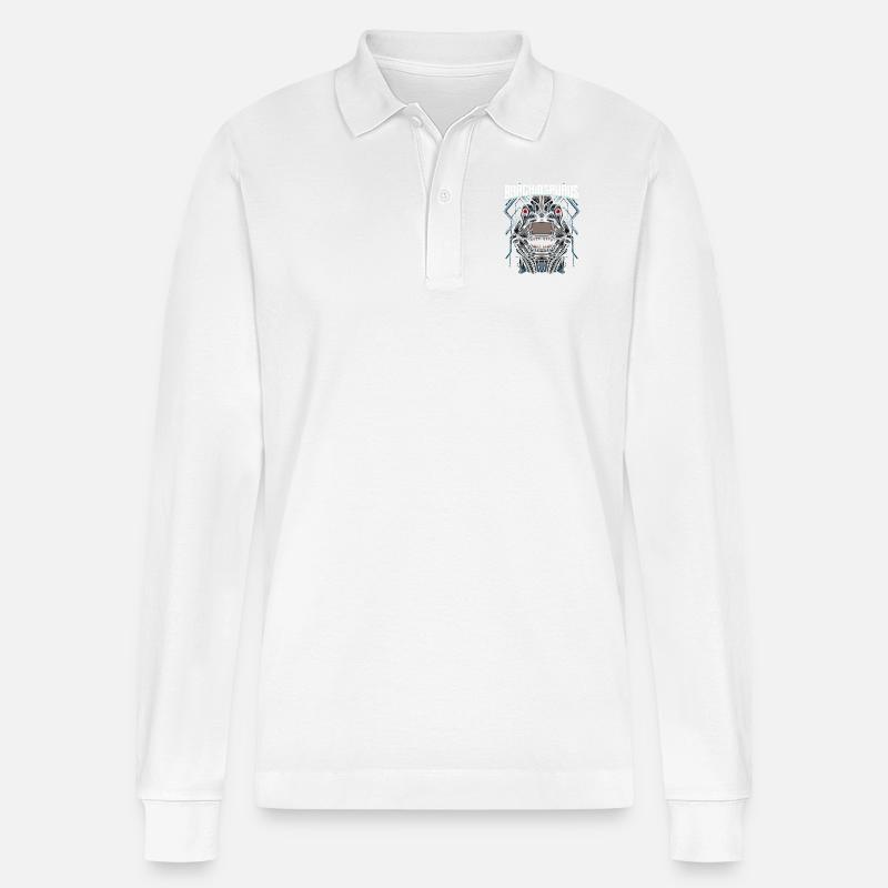 Cyborg Brachiosaurus Dinosaurier Scifi - Stanley/Stella Unisex Bio-Langarm-Poloshirt Prepster - Weiß