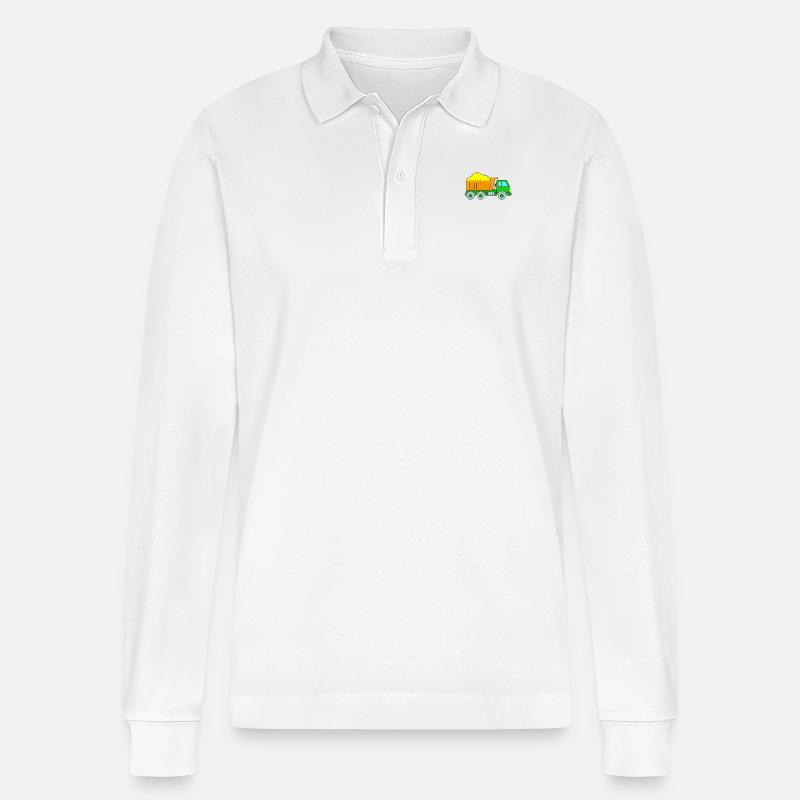 Kipplaster - Kipper Baustelle - Stanley/Stella Unisex Bio-Langarm-Poloshirt Prepster - Weiß
