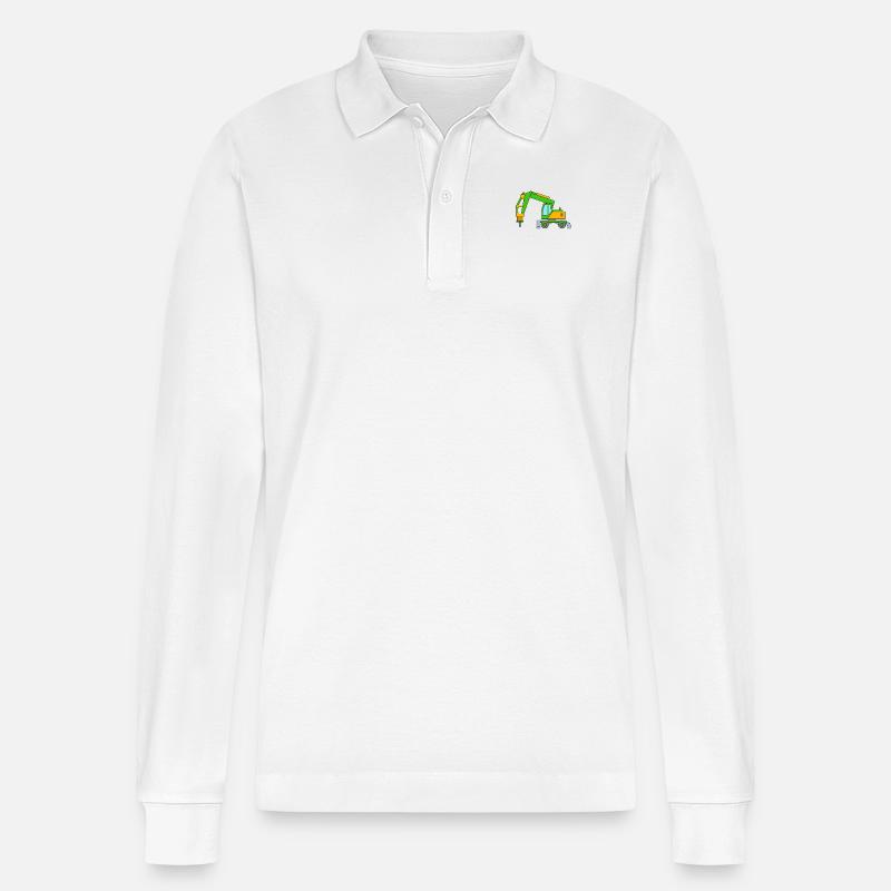 Presslufthammer an Bagger - Pressluftfahrzeug - Stanley/Stella Unisex Bio-Langarm-Poloshirt Prepster - Weiß