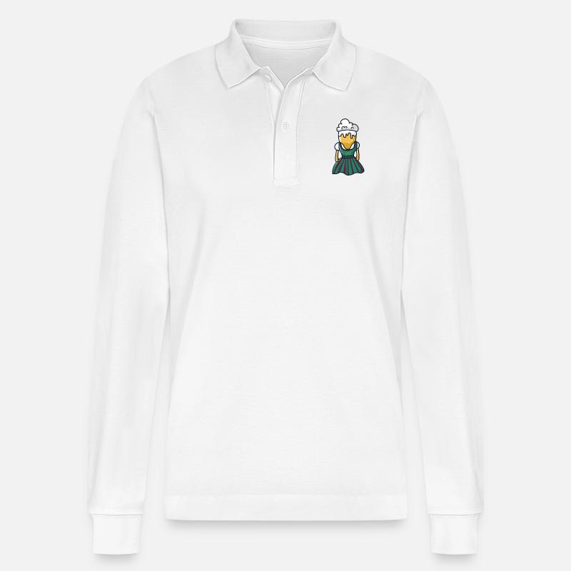 Bier Dirndl Bierzelt - Stanley/Stella Unisex Bio-Langarm-Poloshirt Prepster - Weiß