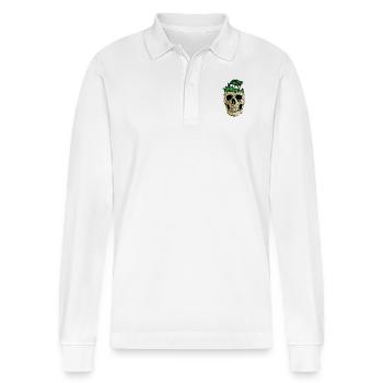 Tiefer Dschungel - Stanley/Stella Unisex Bio-Langarm-Poloshirt Prepster - Weiß - Vorne - Anna (173cm) & Nico (186cm)