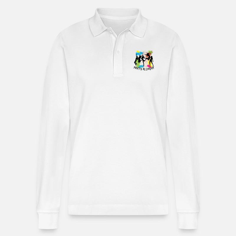 Party Allnight - Stanley/Stella Unisex Bio-Langarm-Poloshirt Prepster - Weiß