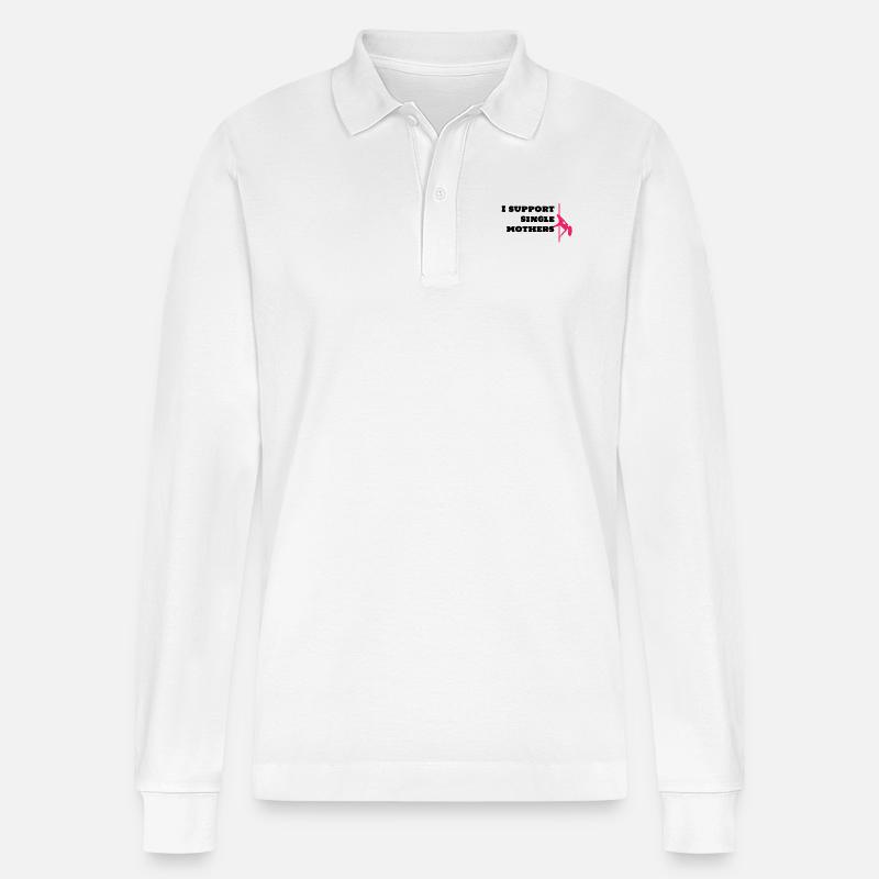 I support single mothers - Stanley/Stella Unisex Bio-Langarm-Poloshirt Prepster - Weiß