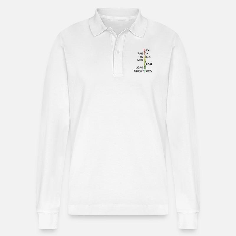 Student - Stanley/Stella Unisex Bio-Langarm-Poloshirt Prepster - Weiß