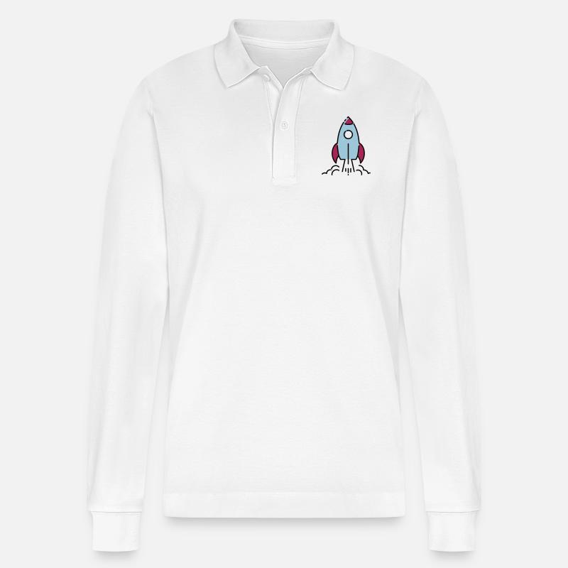 Rakete - Stanley/Stella Unisex Bio-Langarm-Poloshirt Prepster - Weiß