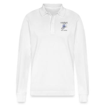 Quallen-Gehirn-lustiger humorvoller Neuheits-Entwurf - Stanley/Stella Unisex Bio-Langarm-Poloshirt Prepster - Weiß - Vorne - Anna (173cm) & Nico (186cm)