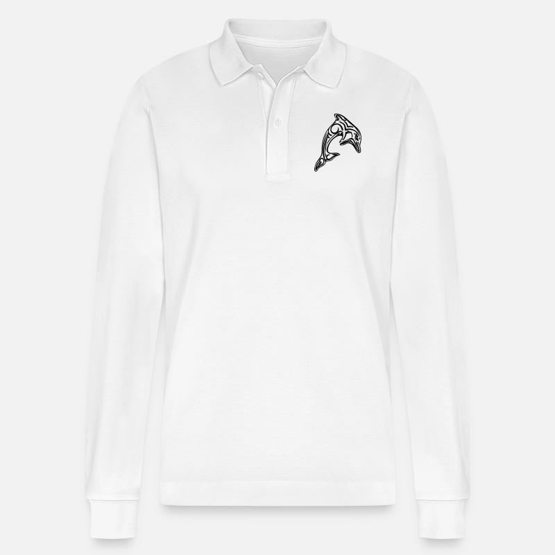 Delfin - Stanley/Stella Unisex Bio-Langarm-Poloshirt Prepster - Weiß