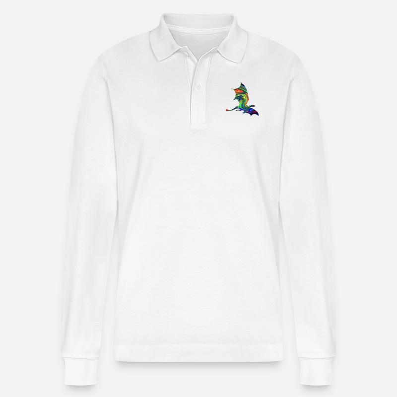Drache - Stanley/Stella Unisex Bio-Langarm-Poloshirt Prepster - Weiß