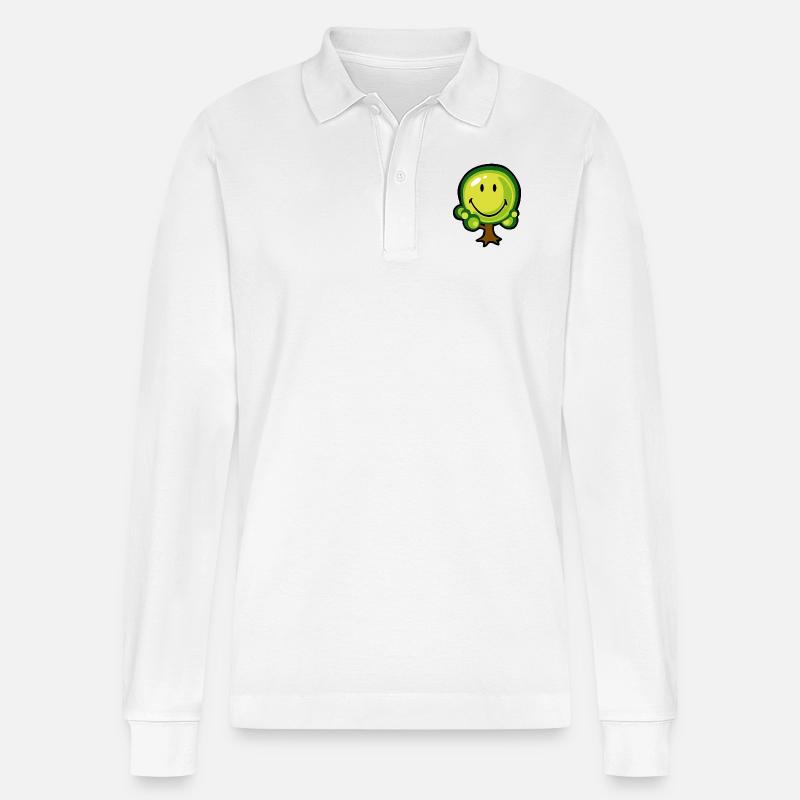 Smiley Oak Tree - Stanley/Stella Unisex Bio-Langarm-Poloshirt Prepster - Weiß