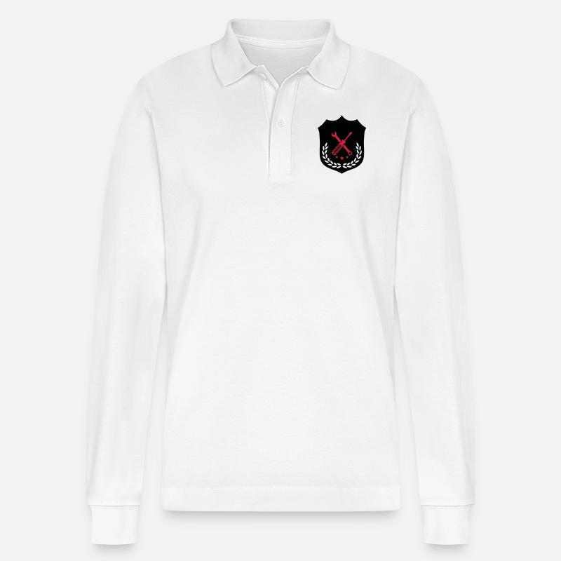 handwerker_wappen_02 - Stanley/Stella Unisex Bio-Langarm-Poloshirt Prepster - Weiß