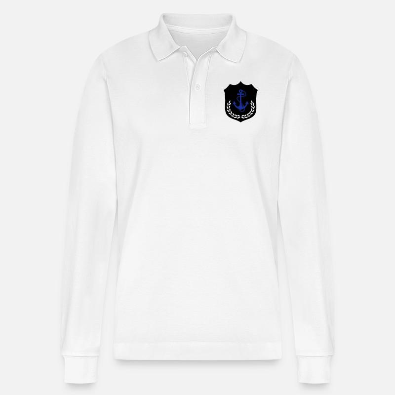 anker_wappen_2 - Stanley/Stella Unisex Bio-Langarm-Poloshirt Prepster - Weiß
