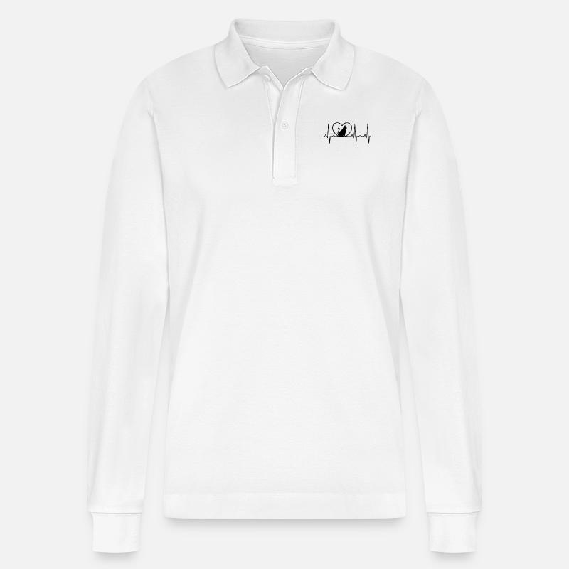 Katze - Stanley/Stella Unisex Bio-Langarm-Poloshirt Prepster - Weiß