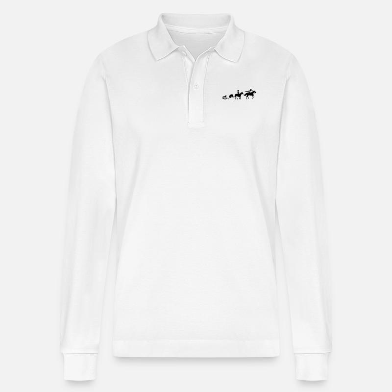 Evolution Voltigieren Reiten - Stanley/Stella Unisex Bio-Langarm-Poloshirt Prepster - Weiß
