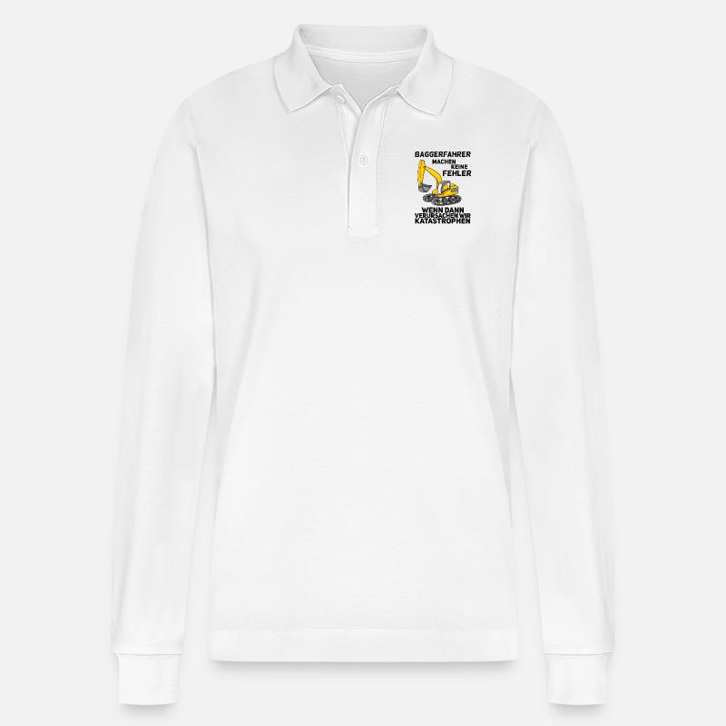 Bauarbeiter Baggerfahrer Bagger - Stanley/Stella Unisex Bio-Langarm-Poloshirt Prepster - Weiß