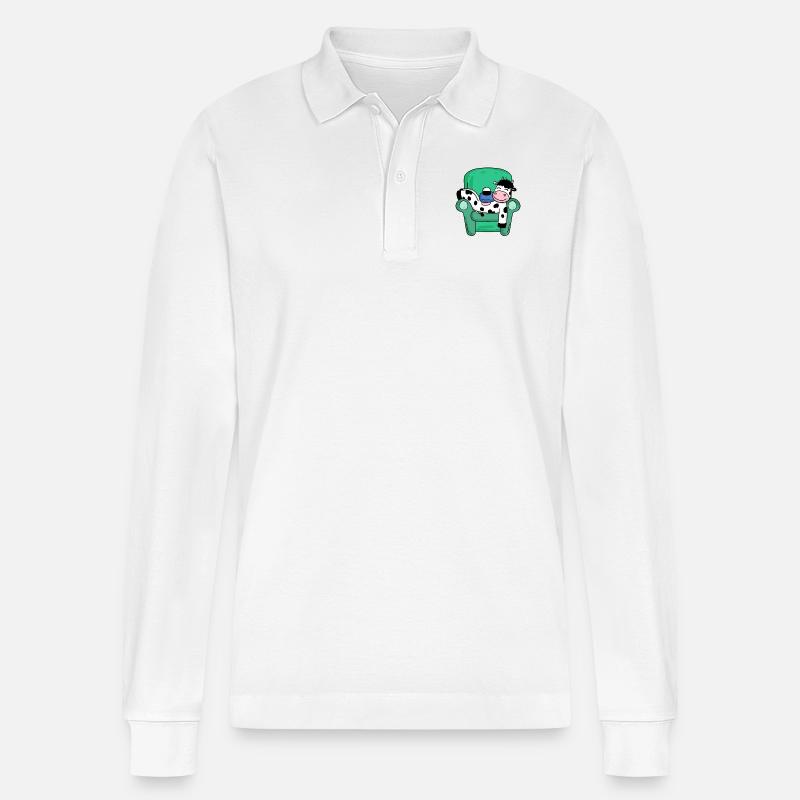 Kuh - Stanley/Stella Unisex Bio-Langarm-Poloshirt Prepster - Weiß