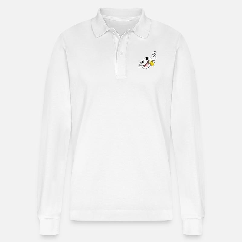Sperma mit Bier - Stanley/Stella Unisex Bio-Langarm-Poloshirt Prepster - Weiß