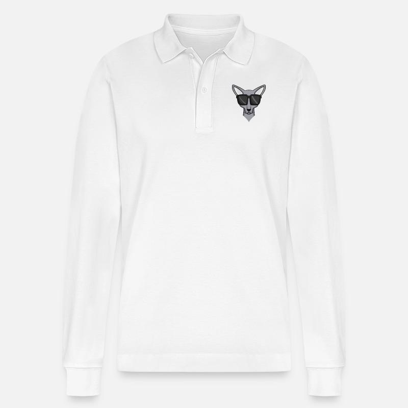 Sphynx Katze mit Sonnenbrille - Stanley/Stella Unisex Bio-Langarm-Poloshirt Prepster - Weiß