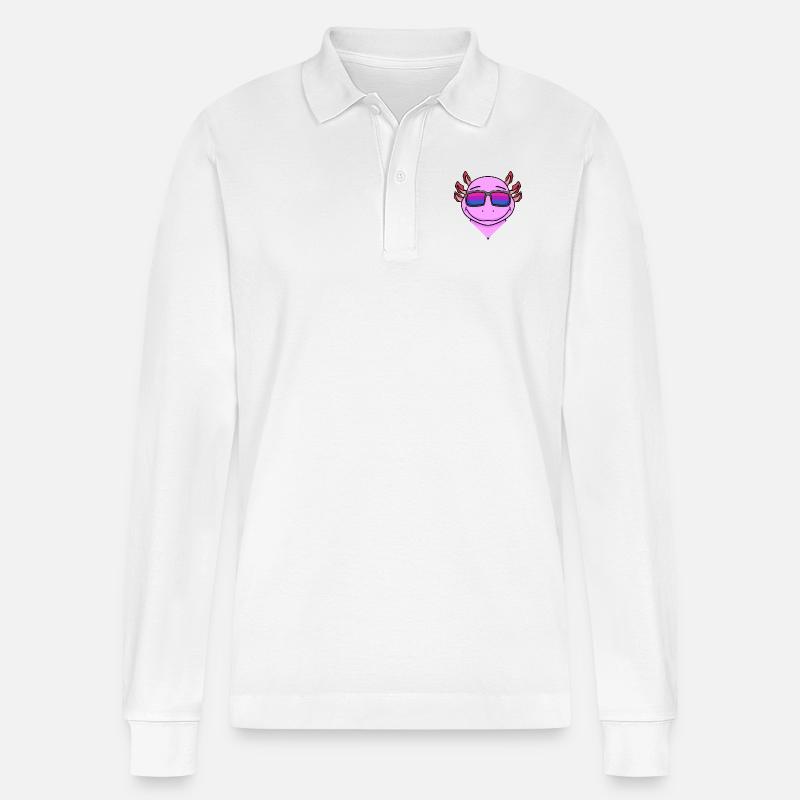 Bisexuell Axolotl Geschenk - Stanley/Stella Unisex Bio-Langarm-Poloshirt Prepster - Weiß